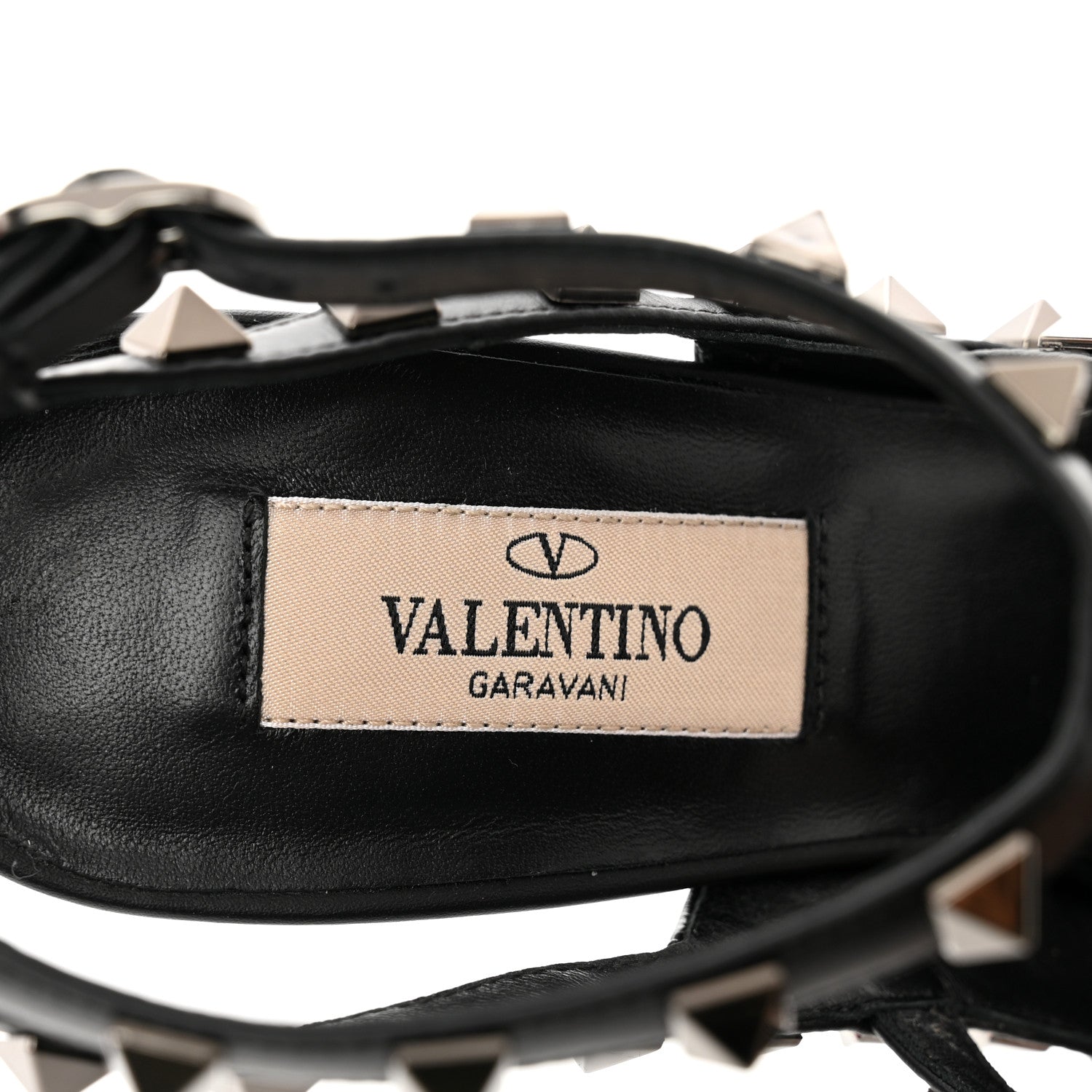 Valentino Garavani Crinkled Patent Rockstud Ankle Strap 100mm Pumps 37 Black 7 of 8