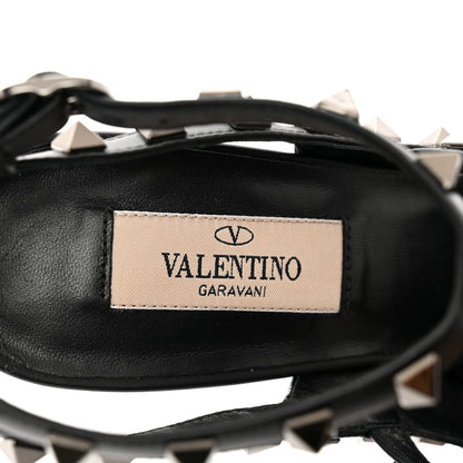 Valentino Garavani Crinkled Patent Rockstud Ankle Strap 100mm Pumps 37 Black 7 of 8