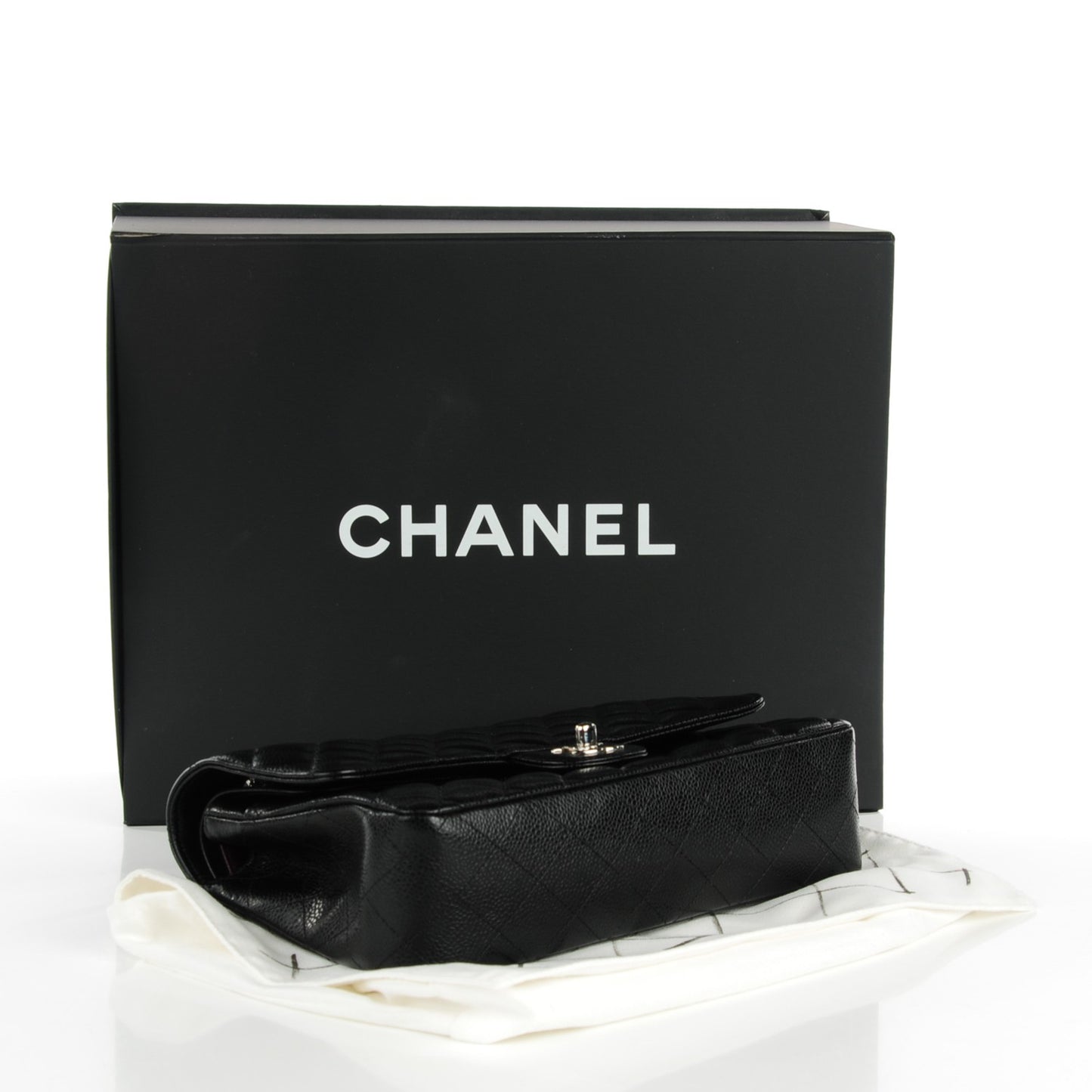Caviar Quilted Medium Double Flap Black