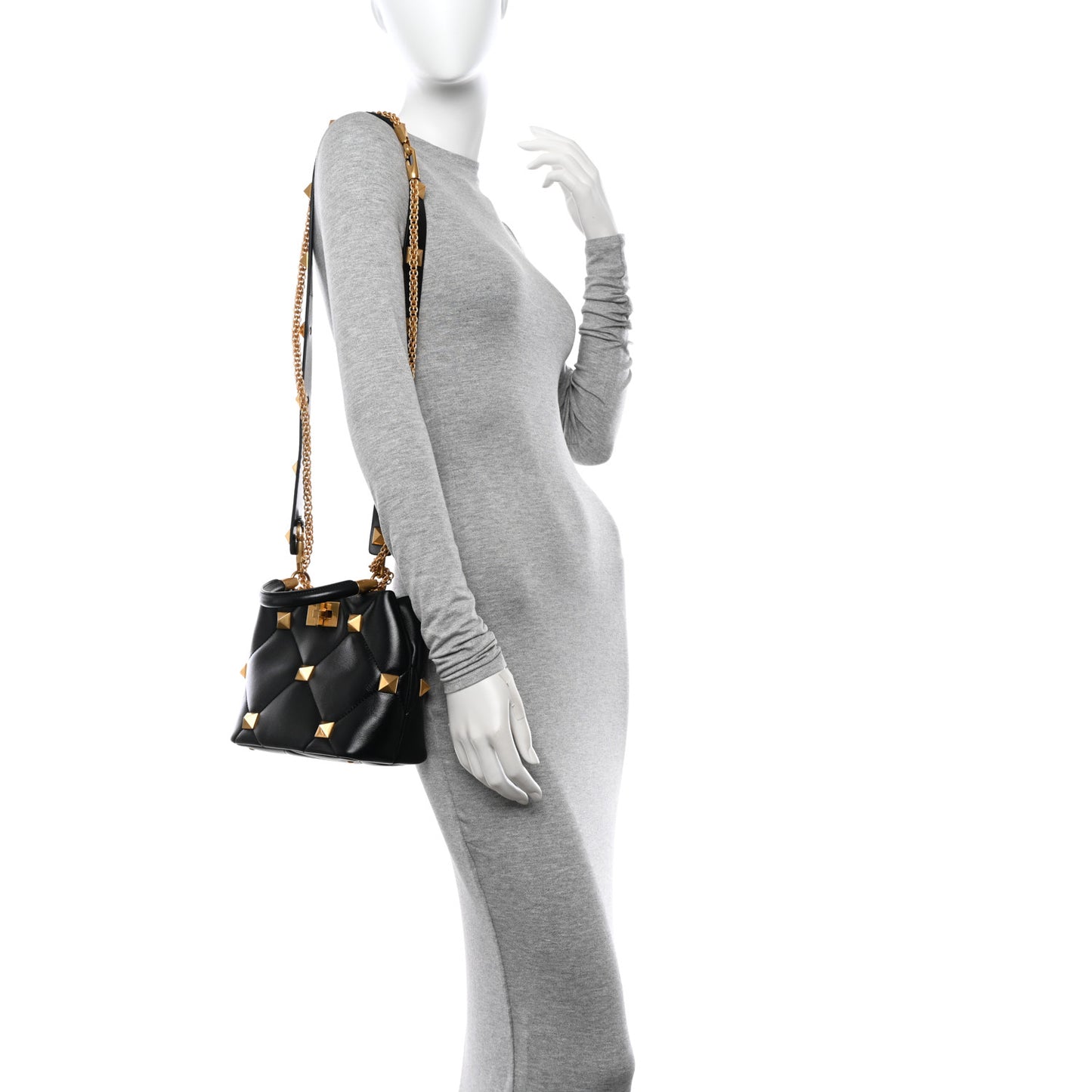Nappa Small Roman Stud The Handle Bag Black