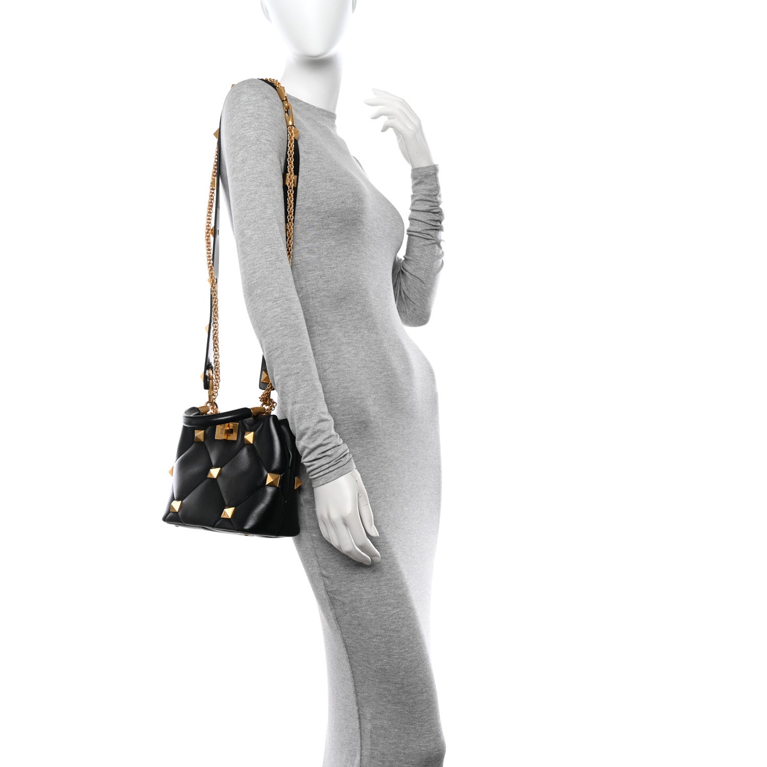 Valentino Garavani Nappa Small Roman Stud The Handle Bag Black 2 of 10