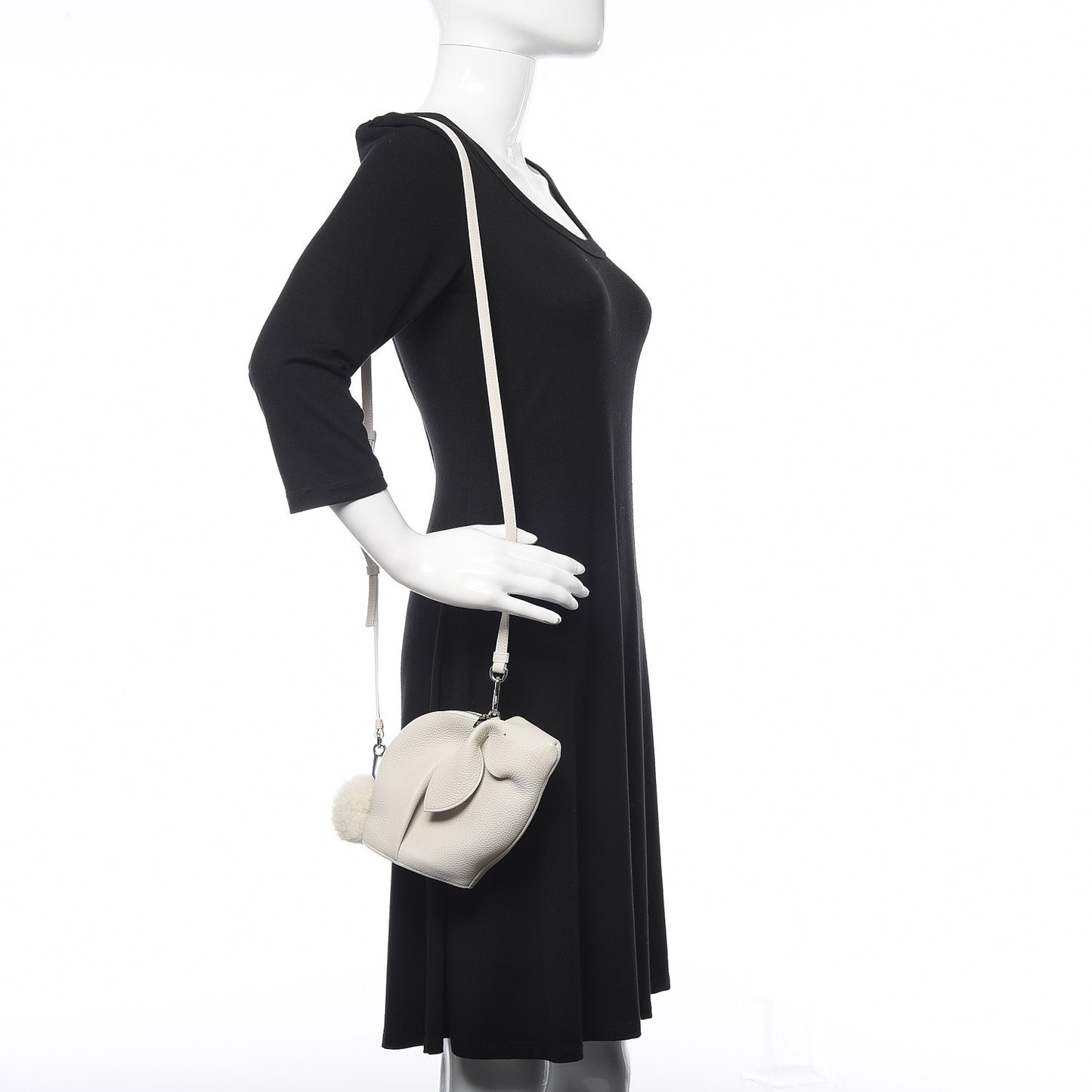 Calfskin Shearling Mini Bunny Crossbody Bag White