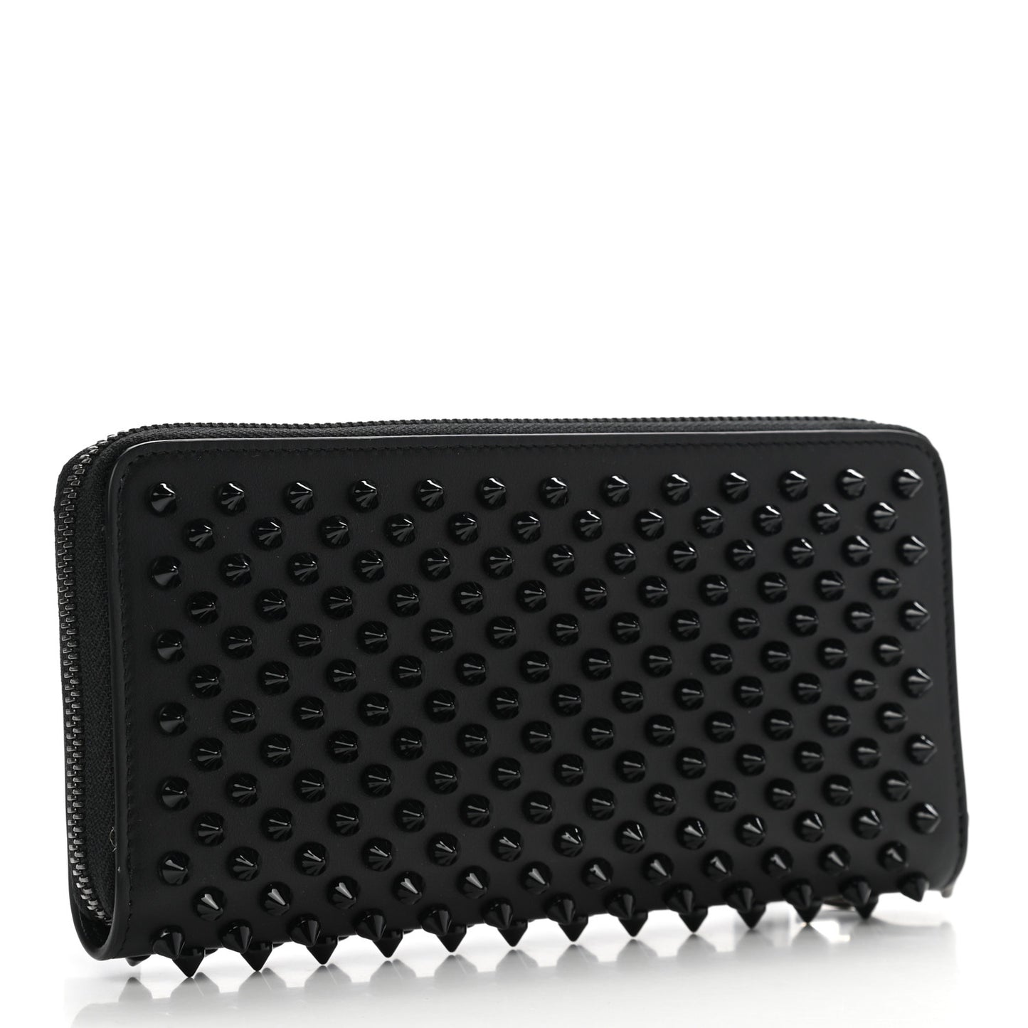 Calfskin Panettone Spiked Zip Around Wallet Black