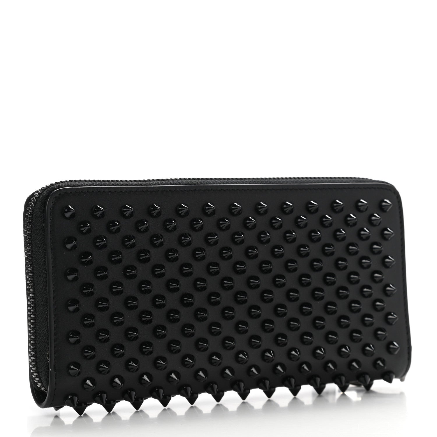 Christian Louboutin Calfskin Panettone Spiked Zip Around Wallet Black 3 of 7