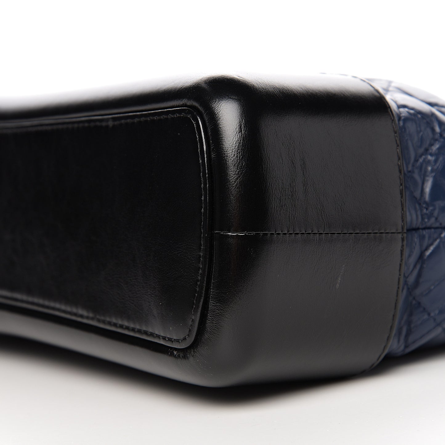 Aged Calfskin Quilted Large Gabrielle Shopping Tote Navy Black