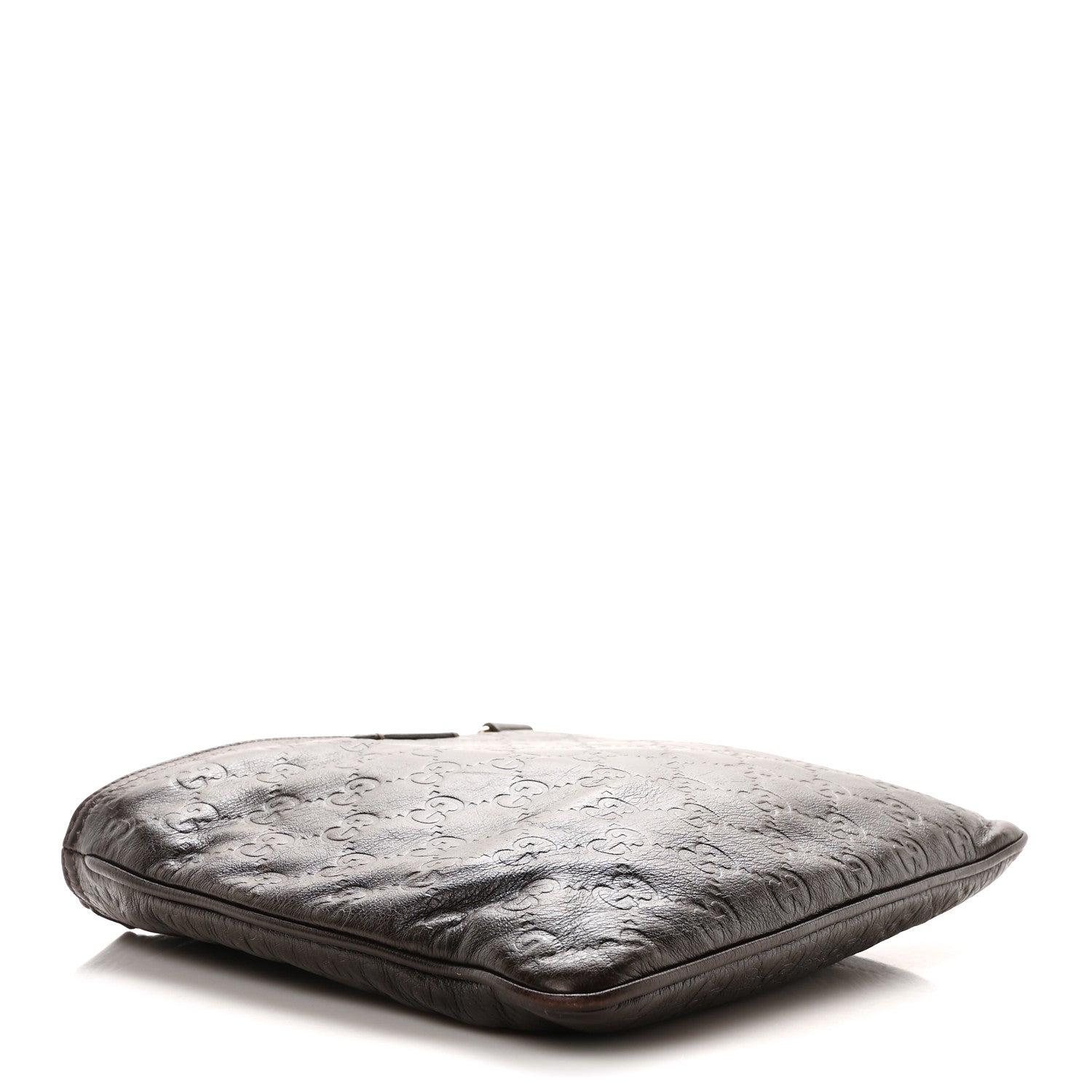 Gucci Guccissima Small Flat Messenger Bag Dark Brown 4 of 10