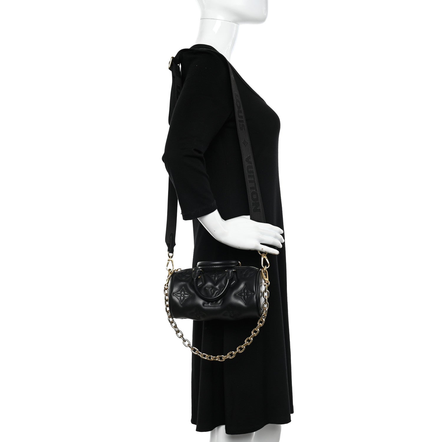 Louis Vuitton Calfskin Bubblegram Papillon BB Black 2 of 9
