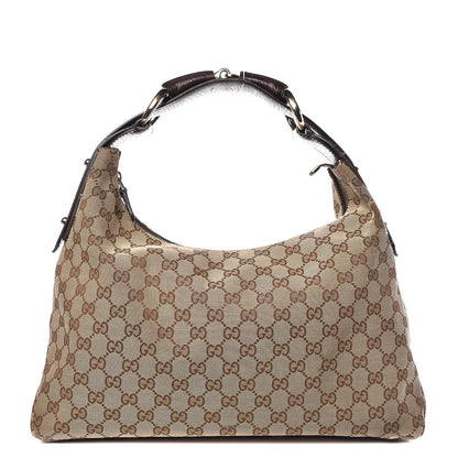 Gucci Monogram Medium Horsebit Chain Hobo Dark Brown 1 of 16