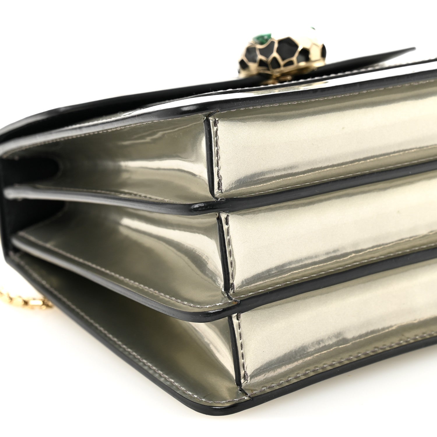 Bulgari Metallic Calfskin Serpenti Forever Top Handle Silver 9 of 11