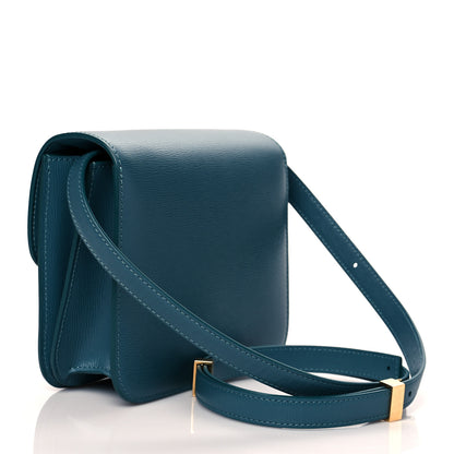 Celine Liege Calfskin Teen Classic Box Flap Bag Prussian Blue 2 of 9