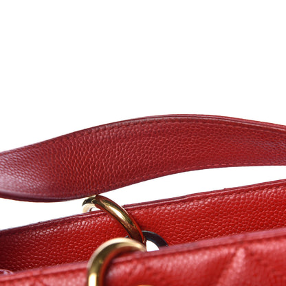 Chanel Caviar Quilted Grand Shopping Tote GST Red 12 of 19