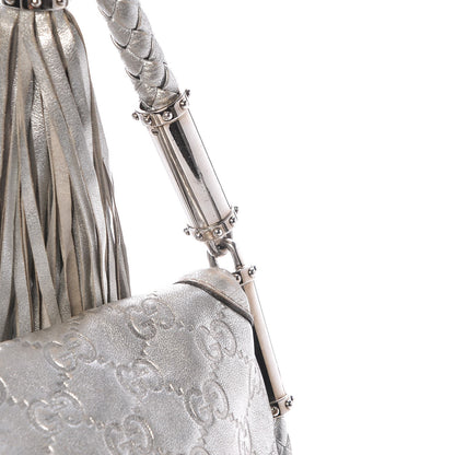 Gucci Guccissima Small Britt Tassel Shoulder Bag Silver 15 of 18