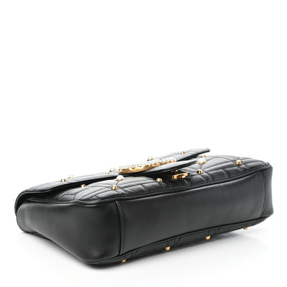 Gucci Calfskin Matelasse Studded Medium Pearly GG Marmont Shoulder Bag Black 4 of 9