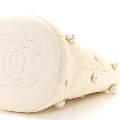 Chanel Lambskin Quilted Pearl Mini About Pearls Drawstring Bag White 10 of 10