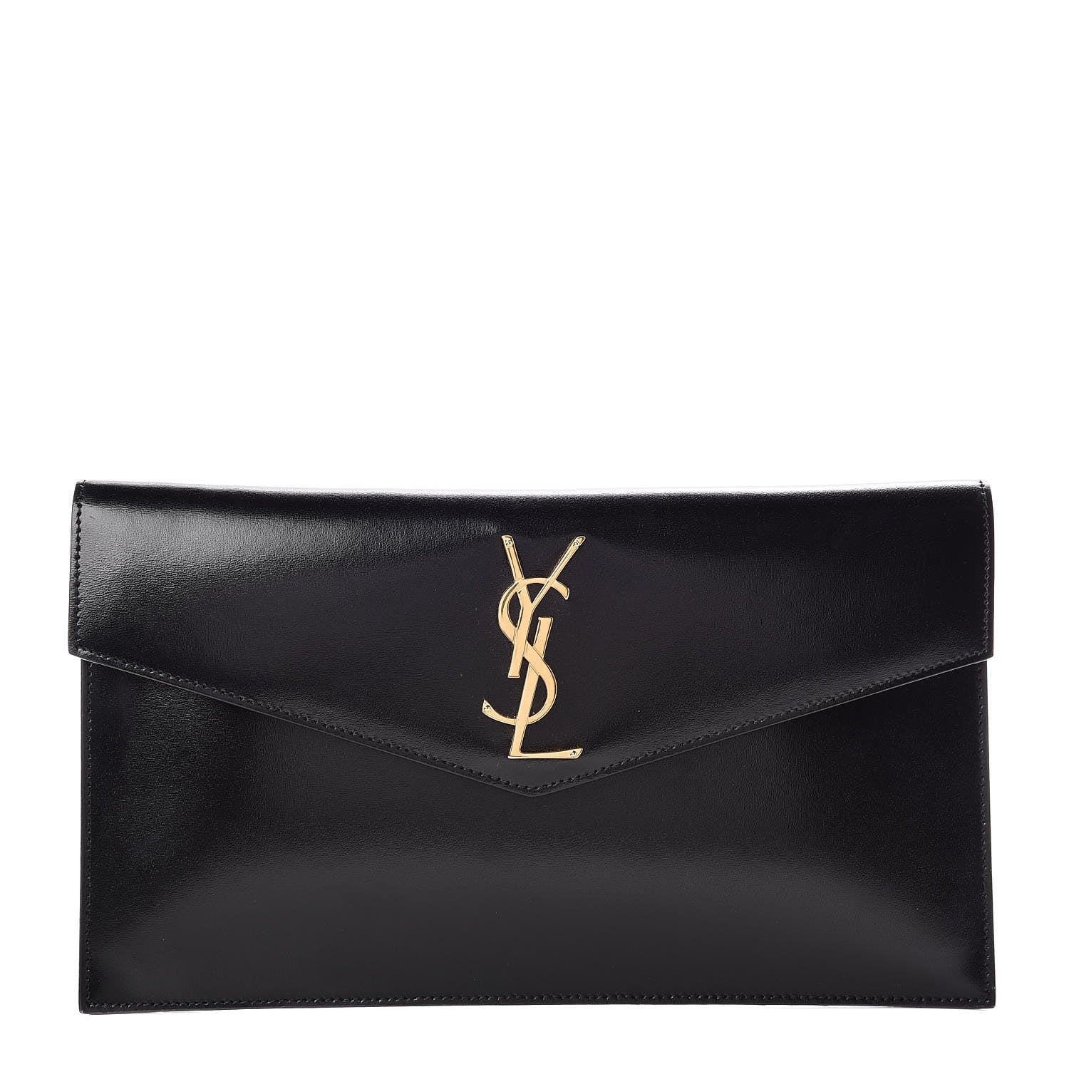 Saint Laurent Smooth Shiny Calfskin Monogram Uptown Pouch Black 1 of 7
