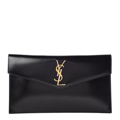 Saint Laurent Smooth Shiny Calfskin Monogram Uptown Pouch Black 1 of 7