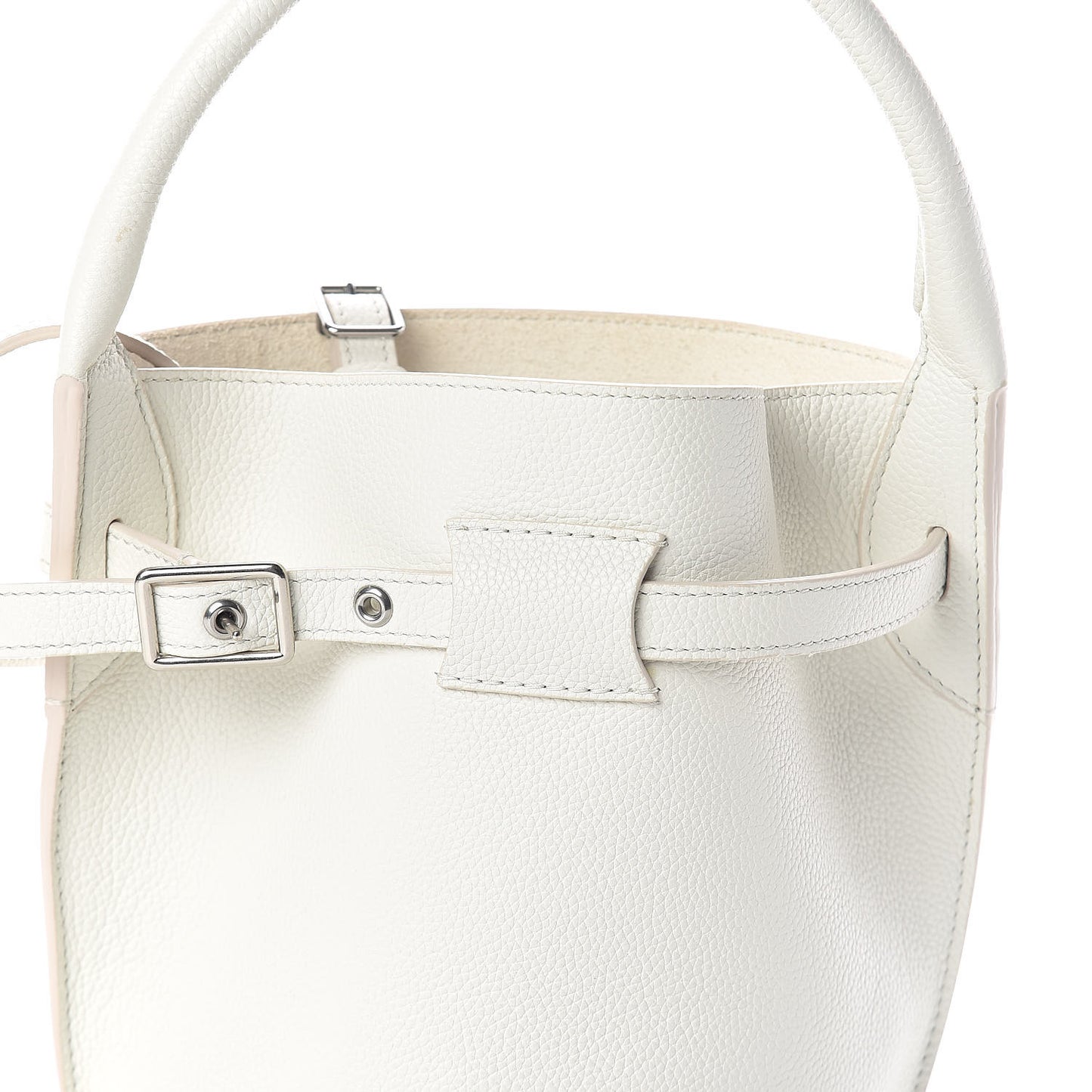 Supple Grained Calfskin Nano Big Bag Bucket White