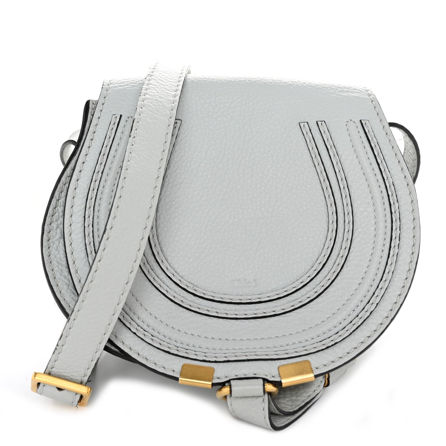 Chloe Calfskin Mini Marcie Round Crossbody Bag Faded Blue 1 of 13