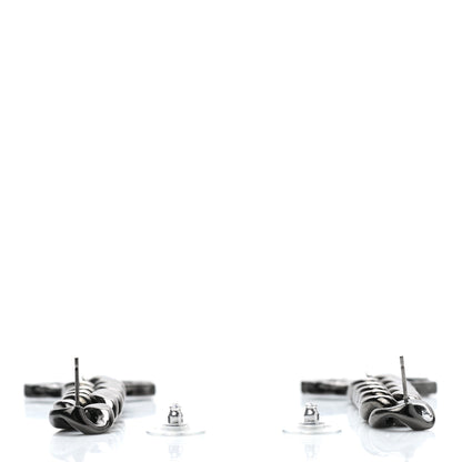 Chanel Metal CC Pick Drop Earrings Ruthenium 3 of 4