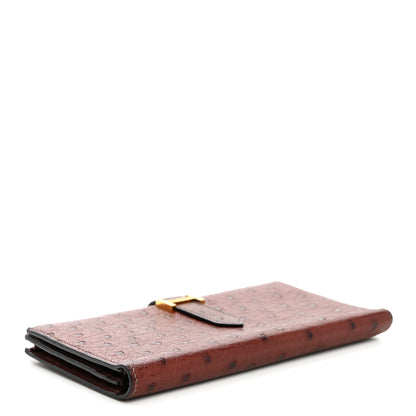 Hermes Ostrich Bearn Wallet Rouge H 4 of 10