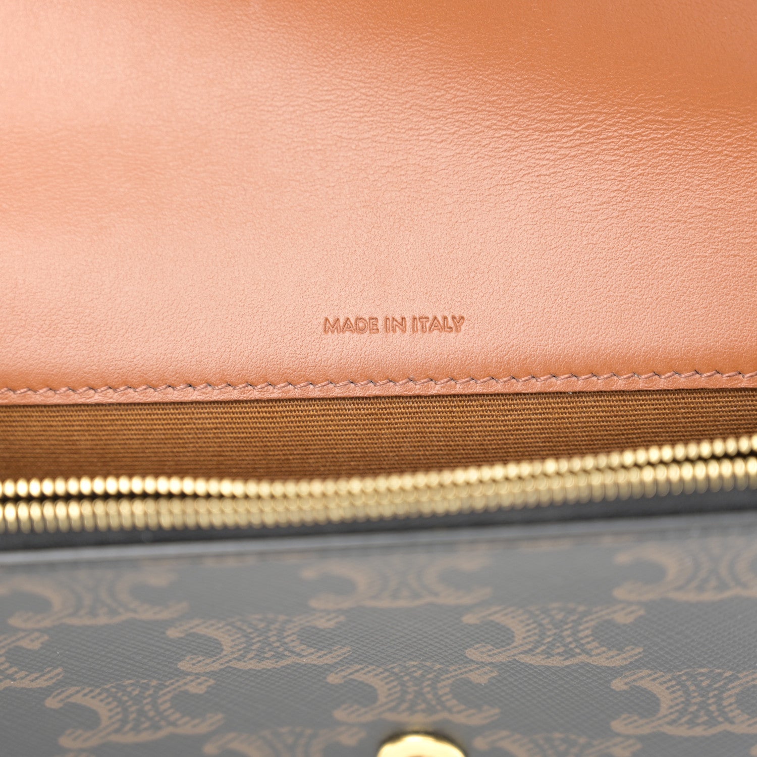 Celine Triomphe Canvas Lambskin Wallet On Strap Tan 7 of 13