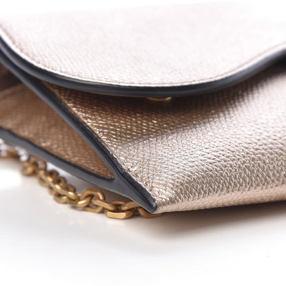 Christian Dior Metallic Calfskin Saddle Chain Wallet Gold 11 of 14