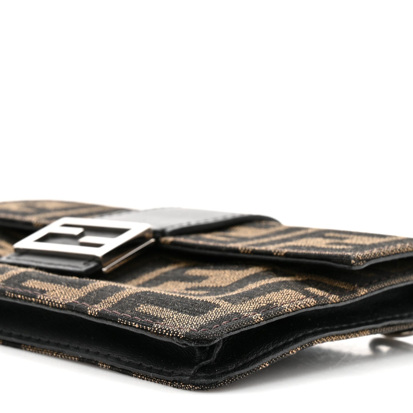 Recycled Fabric Jacquard Vitello Grace FF 1974 Baguette Belt Pouch Tobacco Moro Black