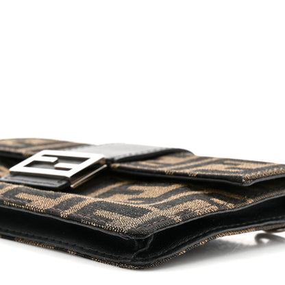 Fendi Recycled Fabric Jacquard Vitello Grace FF 1974 Baguette Belt Pouch Tobacco Moro Black 9 of 12