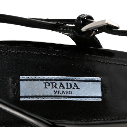 Prada Vernice Platform Wedge Sandals 38.5 Black 8 of 10