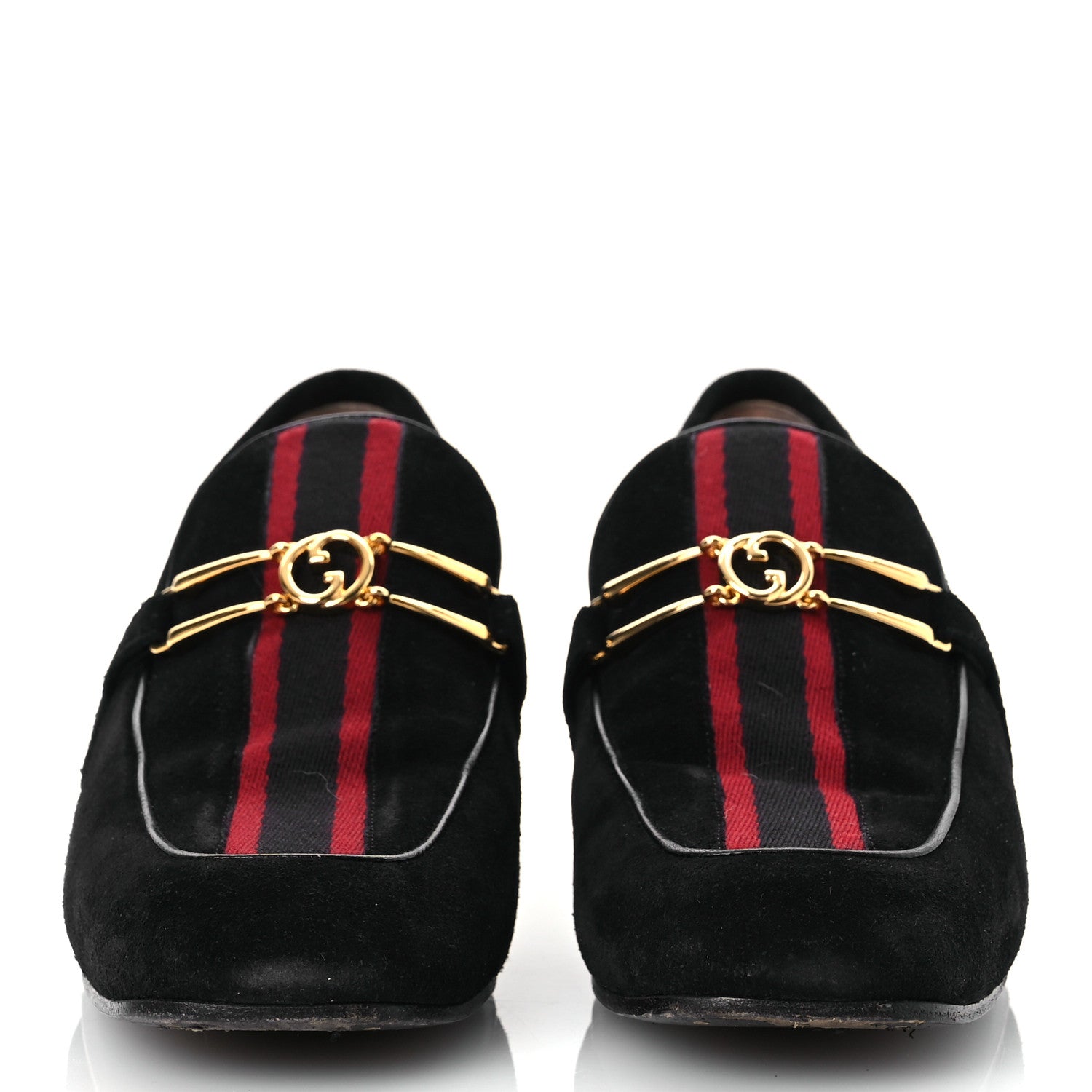 Gucci Suede Web Womens Loafers 38.5 Black 3 of 15