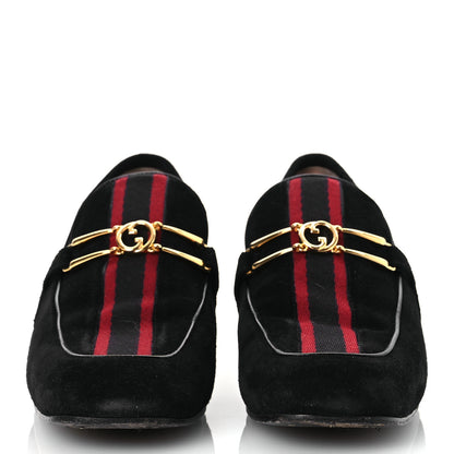 Gucci Suede Web Womens Loafers 38.5 Black 3 of 15