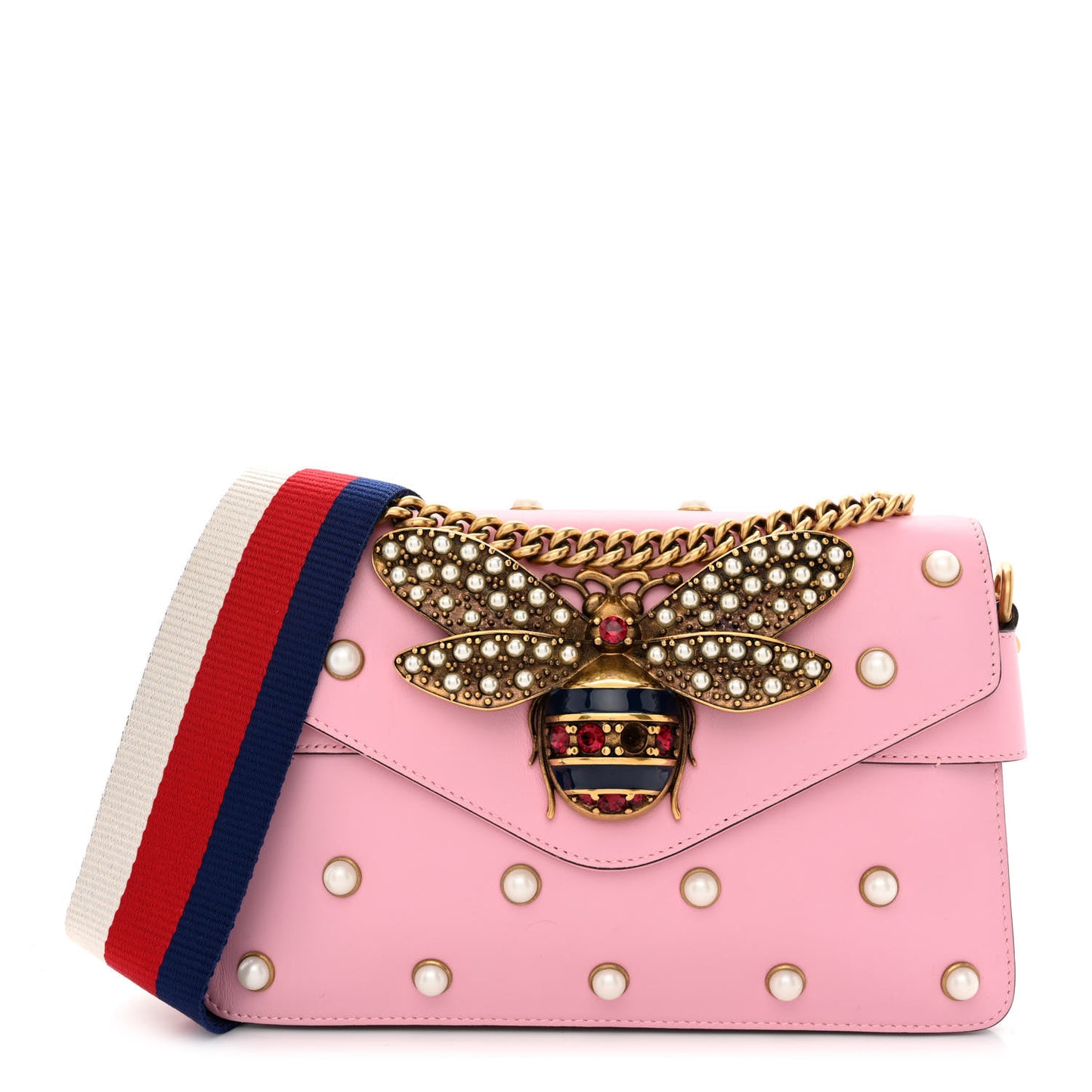 Nappa Pearl Studded Mini Queen Margaret Broadway Shoulder Bag Sugar Pink