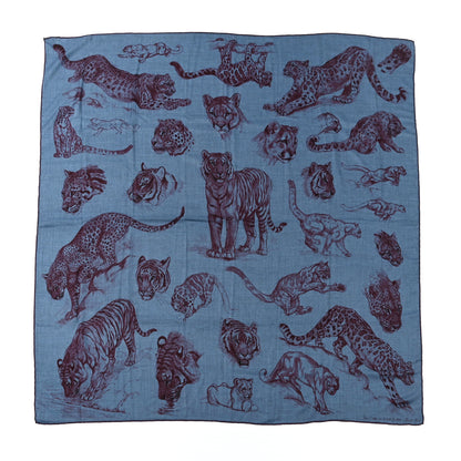 Hermes Cashmere Silk Dans L'atelier Shawl 140 Bleu Chine Prune Cassis 1 of 5