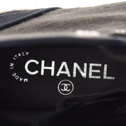 Chanel Cotton Lace Up High Top Espadrilles 39 Dark Green Black 7 of 9