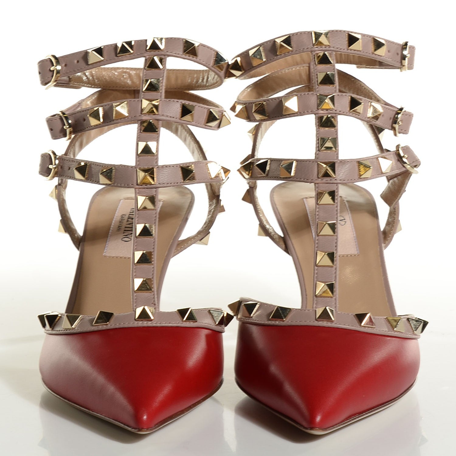 Valentino Garavani Calfskin Nappa Rockstud Ankle Strap 65mm Pumps 37 Rosso Valentino Poudre 2 of 6