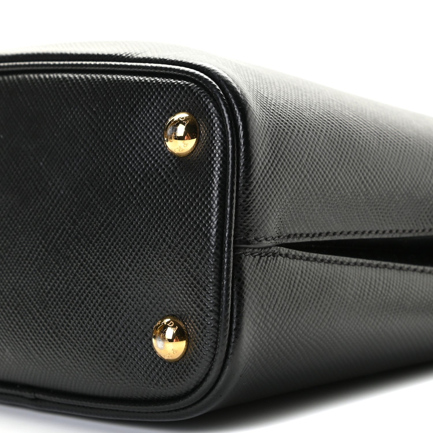 Prada Saffiano Cuir Small Panier Bucket Bag Black Fuoco 8 of 8