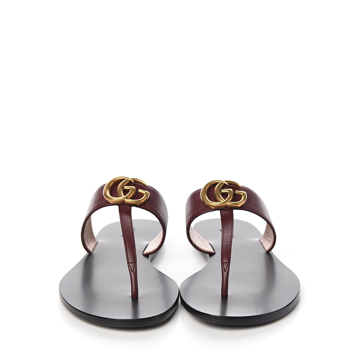 Calfskin GG Marmont Thong Sandals 37.5 Vintage Bordeaux