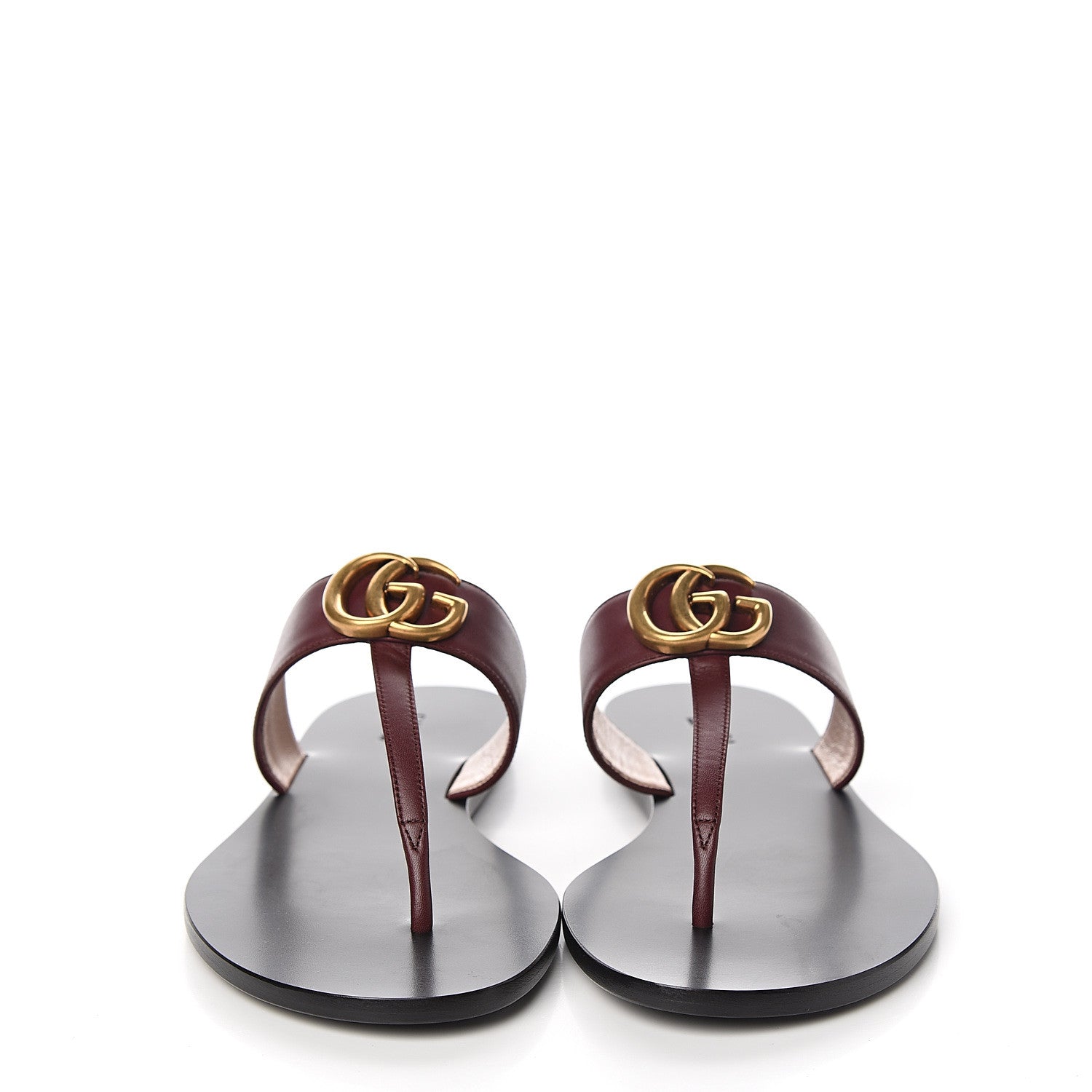 Gucci Calfskin GG Marmont Thong Sandals 37.5 Vintage Bordeaux 2 of 8