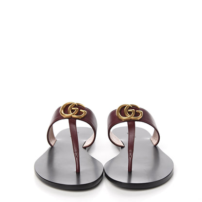 Gucci Calfskin GG Marmont Thong Sandals 37.5 Vintage Bordeaux 2 of 8