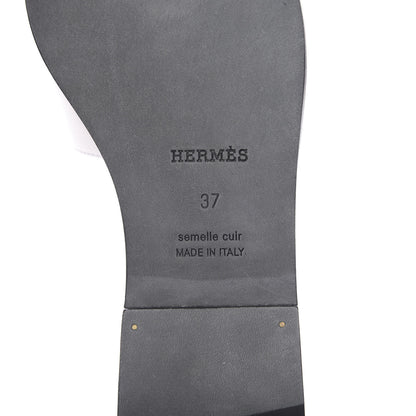 Hermes Box Calfskin Bois De Rose Oran Sandals 37 White 6 of 8