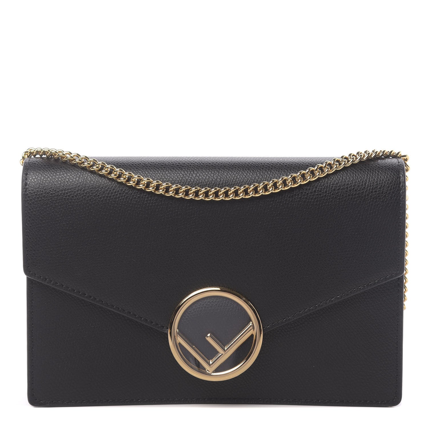 Fendi Vitello Cruise F is Fendi Medium Envelope Wallet on Chain Black 1 of 11