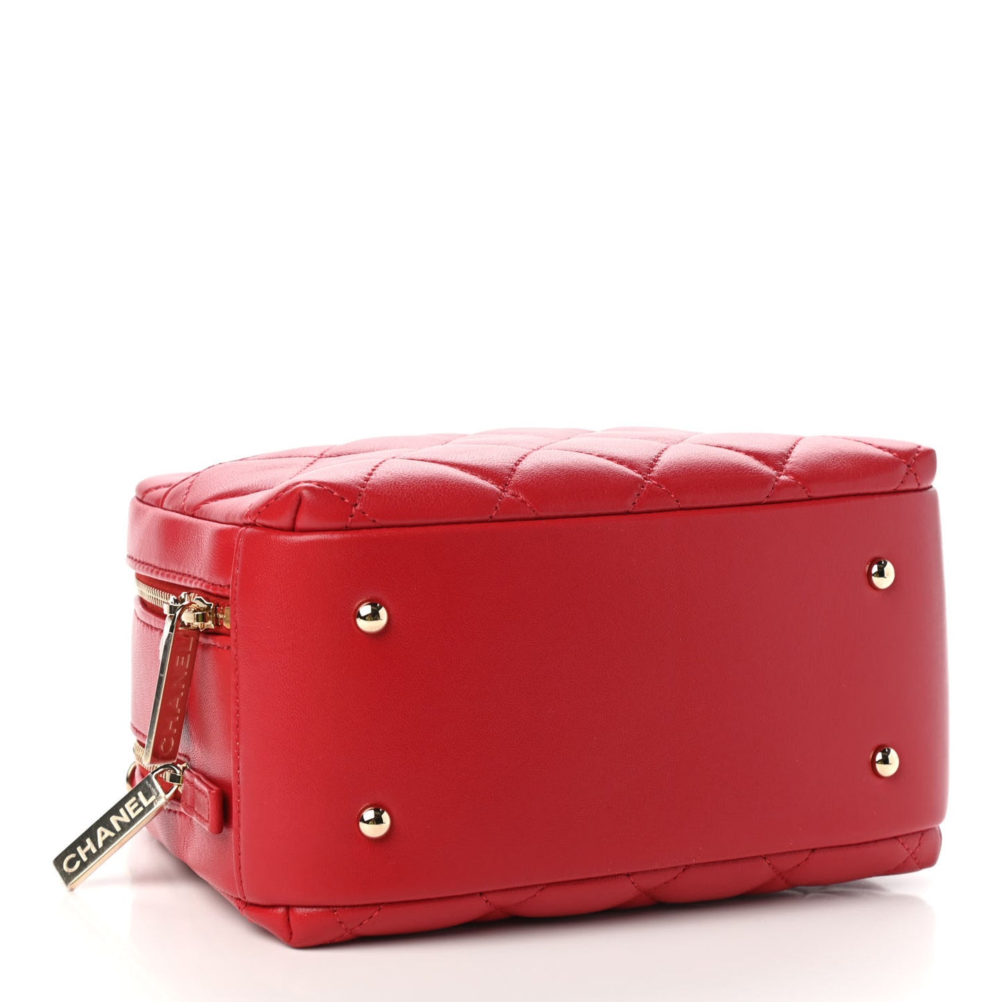 Lambskin Quilted Small Trendy CC Bowling Bag Red
