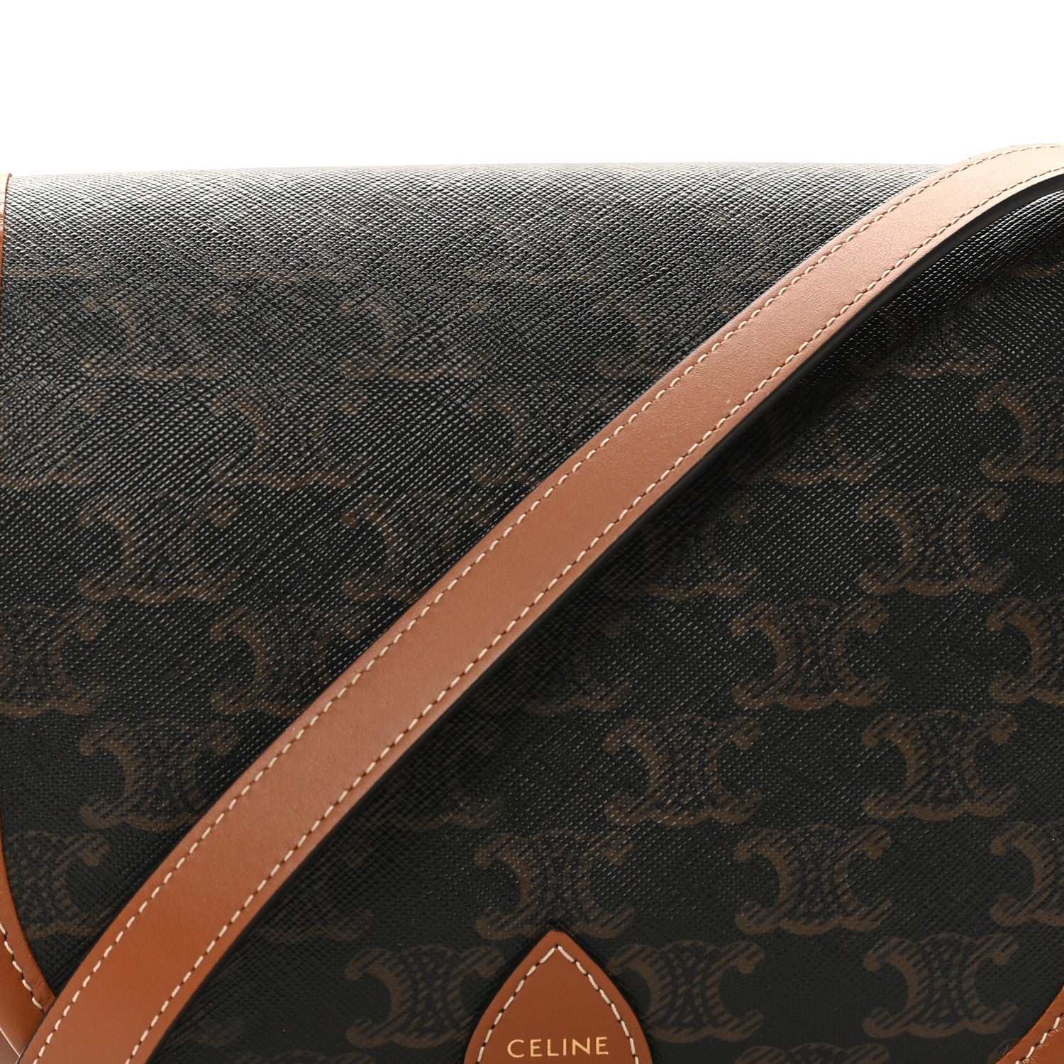 Celine Triomphe Canvas Medium Folco Bag Tan 7 of 9