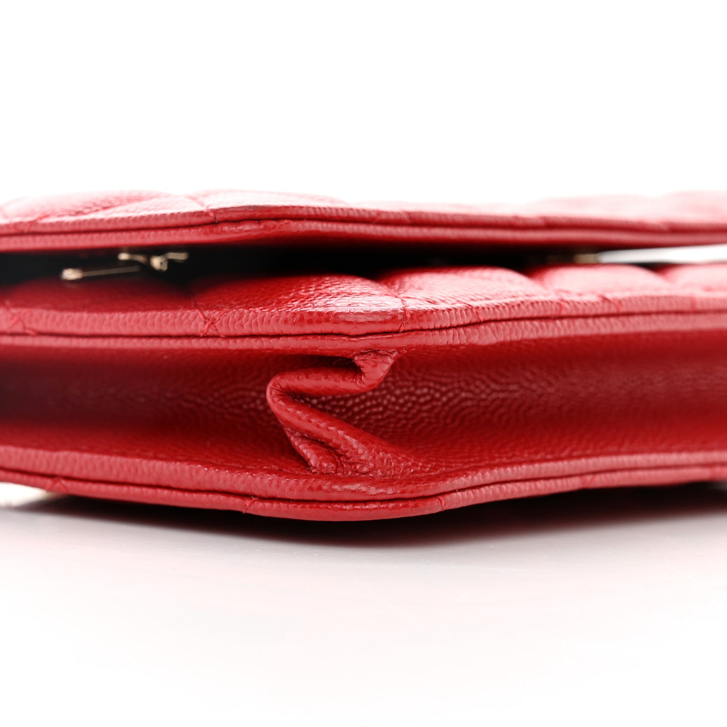 Caviar Quilted Wallet on Chain WOC Red