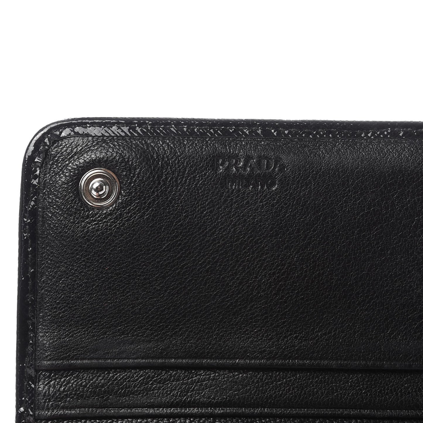Saffiano Vernice Crystal Studded Flap Wallet Black