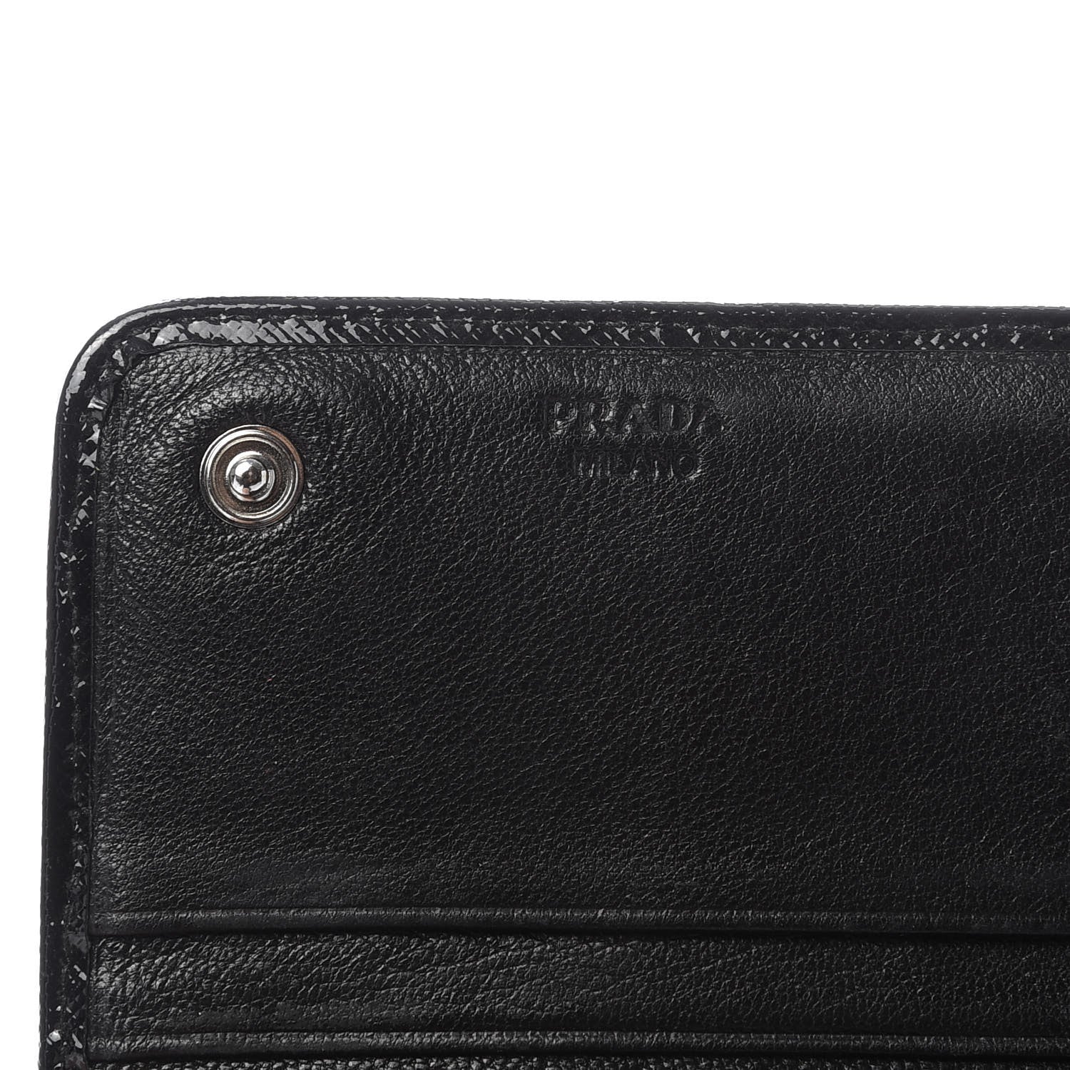 Prada Saffiano Vernice Crystal Studded Flap Wallet Black 6 of 8