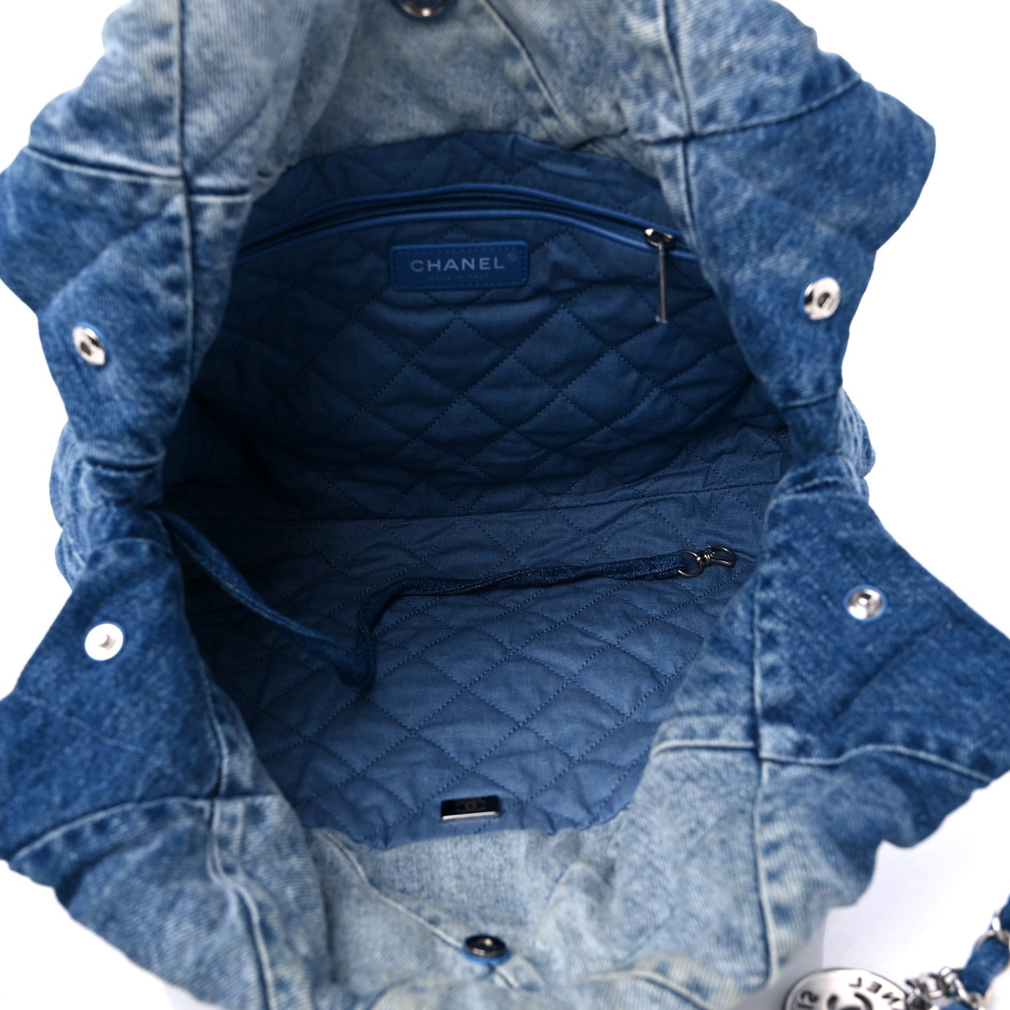 Denim Quilted Small Chanel 22 Blue