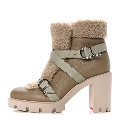 Christian Louboutin Calfskin Shearling Pole Chic 70 Booties 40 Champignon 1 of 4