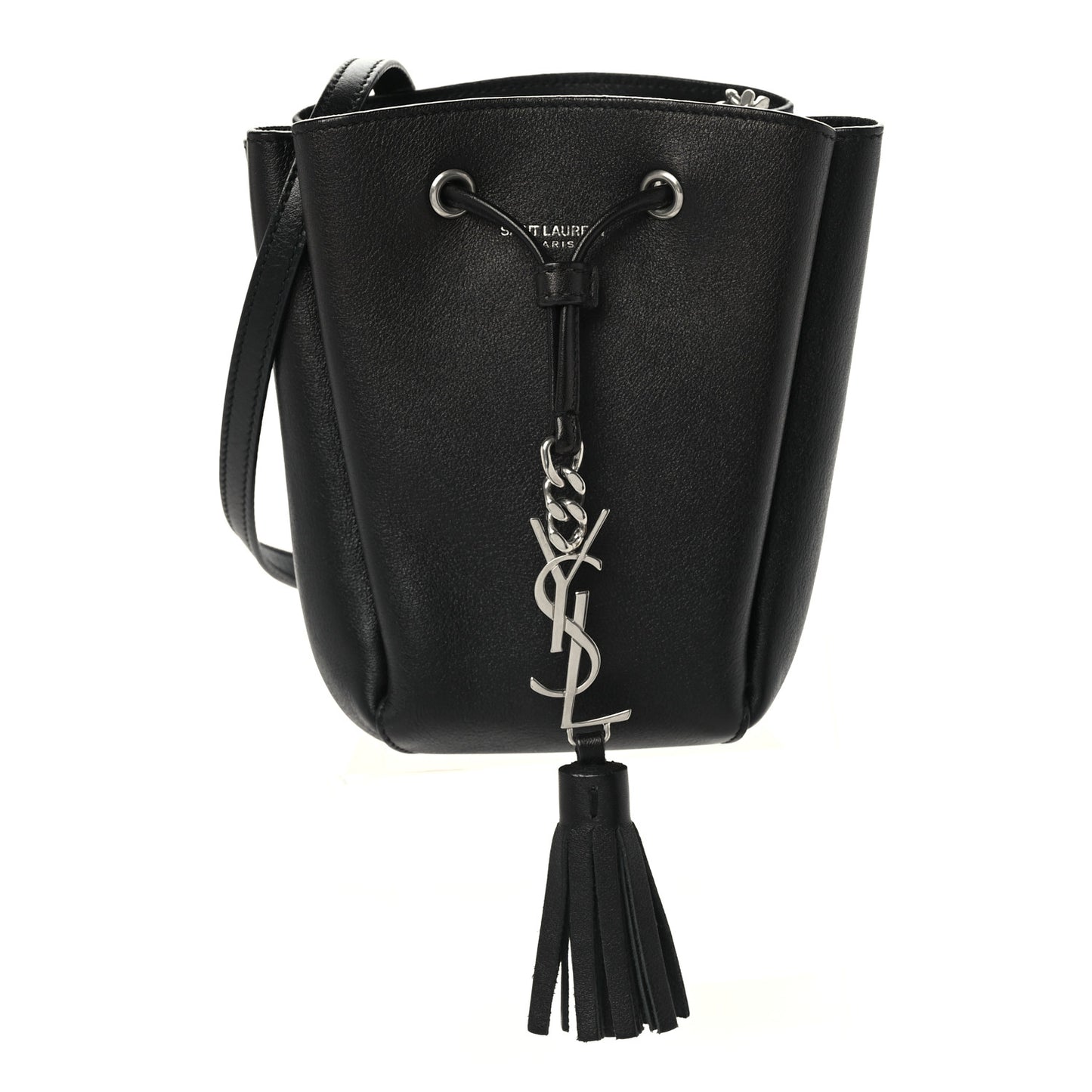 Calfskin Monogram Mini Bourse Bucket Bag Black