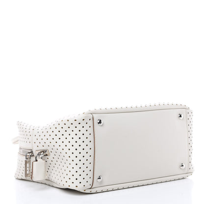 Prada City Calfskin Perforated Zip Around Tote Talco Mimosa 4 of 13